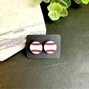 Baseball Earrings Studs Wood Laser Cut Post Earrings